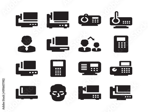 Professional flatbed scanner silhouette in clean minimal style