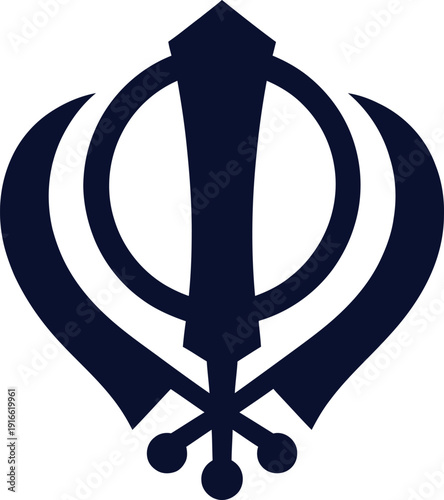 Sikhism religious symbol khanda icon representing faith and devotion in vector art.