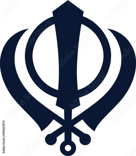 Detailed vector illustration of the sacred Khanda symbol representing the core tenets of Sikhism religion.
