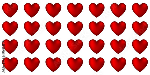 Valentines day love symbol, 3d hearts rotation. Realistic romantic emoji, red heart icon front and spin angle view. Wedding decor vector set. Object spin animation for gaming isolated on white