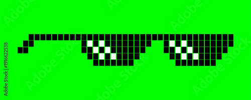 Black pixel glasses. Like a boss meme. Mafia gangster funky logo. Vector illustration graphic design.