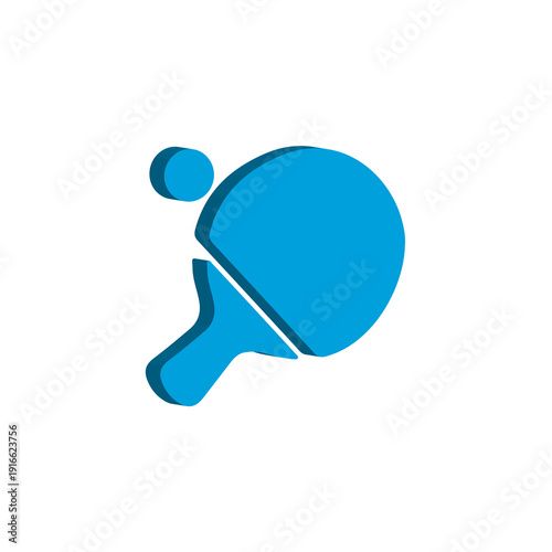 3D Cyan Blue Table Tennis Paddle Icon Ping Pong Racket Sport Symbol Modern Glossy UI App Interface Element High Resolution Isolated Transparent Background