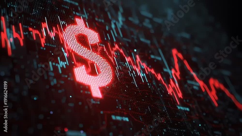 Red Dollar Sign Financial Crisis Stock Market Decline