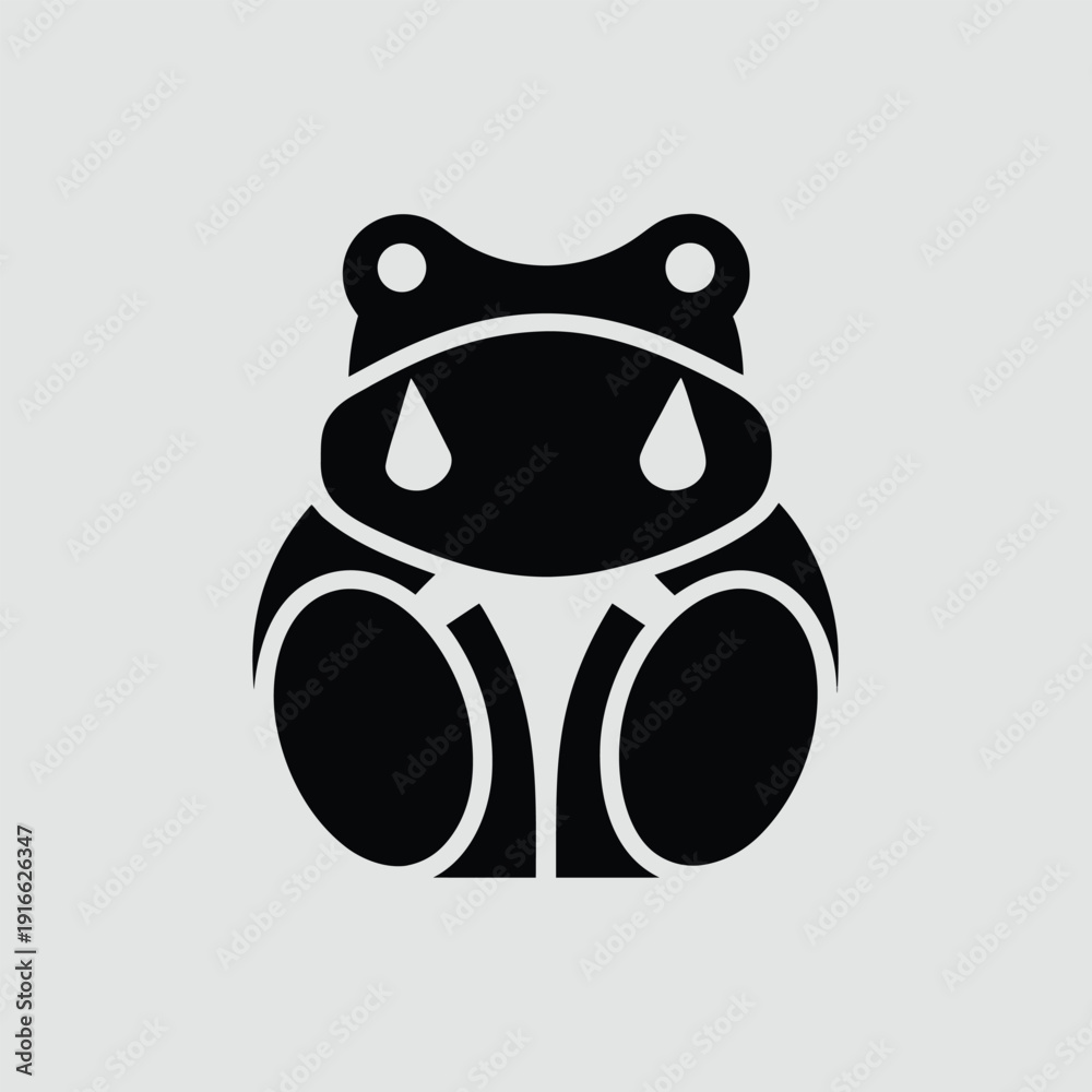 Fototapeta premium Crying Frog Face Simple Black Vector Illustration Design vector illustration