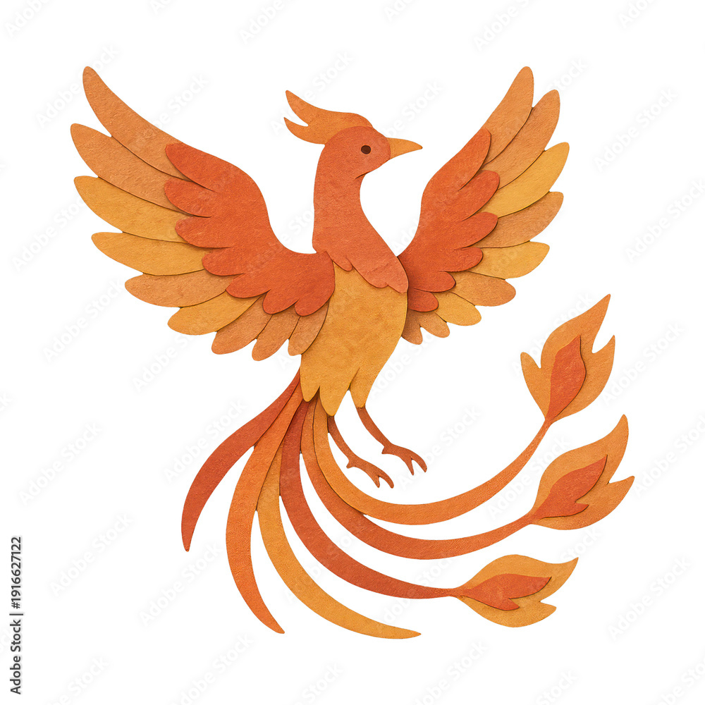 Fototapeta premium PNG Vibrant mythical phoenix illustration