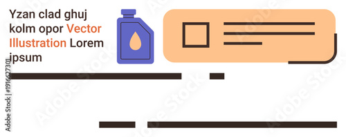 E-commerce, product description, online shopping, branding, marketing materials, digital advertising. Oil bottle icon and structured text layout. E-commerce and product description concept