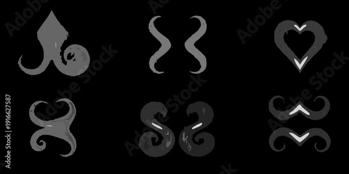 Stylized card suits spades clubs hearts and diamonds in grayscale