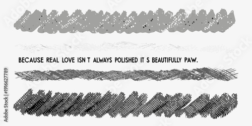 Rough scribble lines and handwritten text about imperfect love