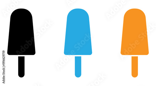 Three colorful ice pops on a white background with wooden sticks isolated on transparent background, Vector