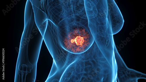 Canvastavla 3D Structural Depiction Of Breast Cancer In A Human Female