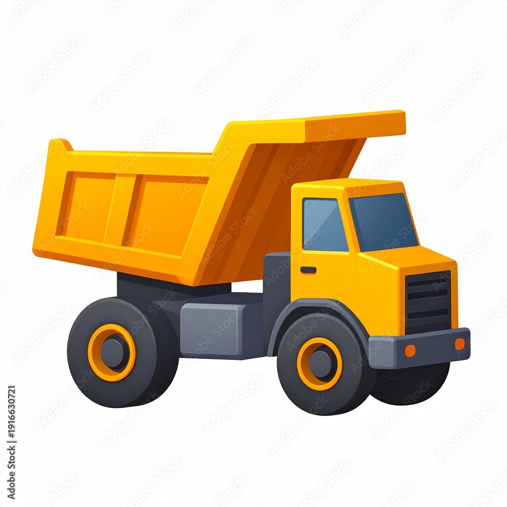 Fototapeta premium Vibrant yellow dump truck for construction and heavy industry use
