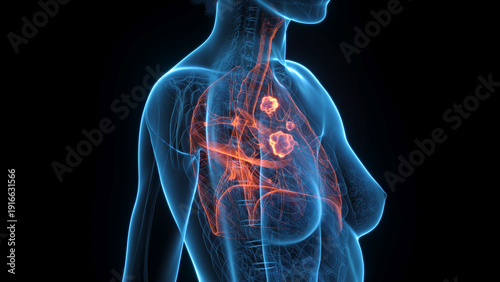 Photos A Detailed 3D Depiction Of Lung Cancer In A Human Female