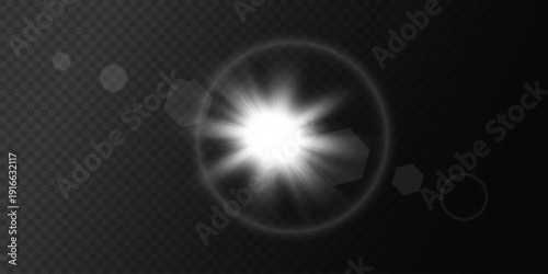 Realistic Sun Light Rays Effect on Transparent Background
