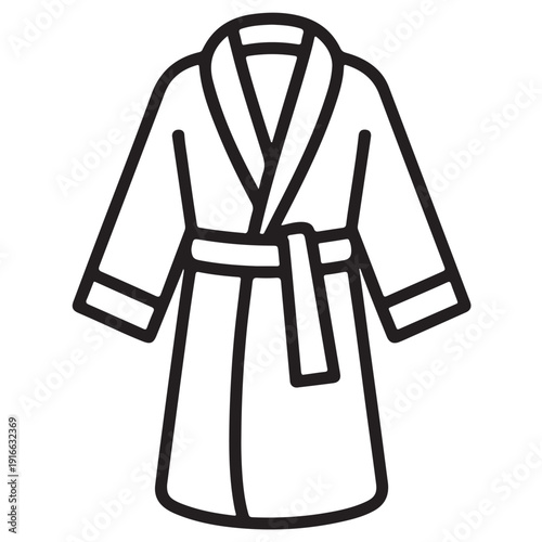 Bathrobe linear vector icon for spa and wellness concept featuring long sleeve dressing gown with belt isolated on transparent background design