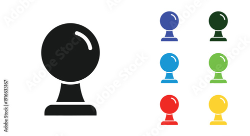 Crystal ball icons in various colors a striking silhouette