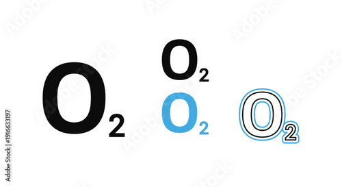 Molecular oxygen representation with varying outlines a stark silhouette