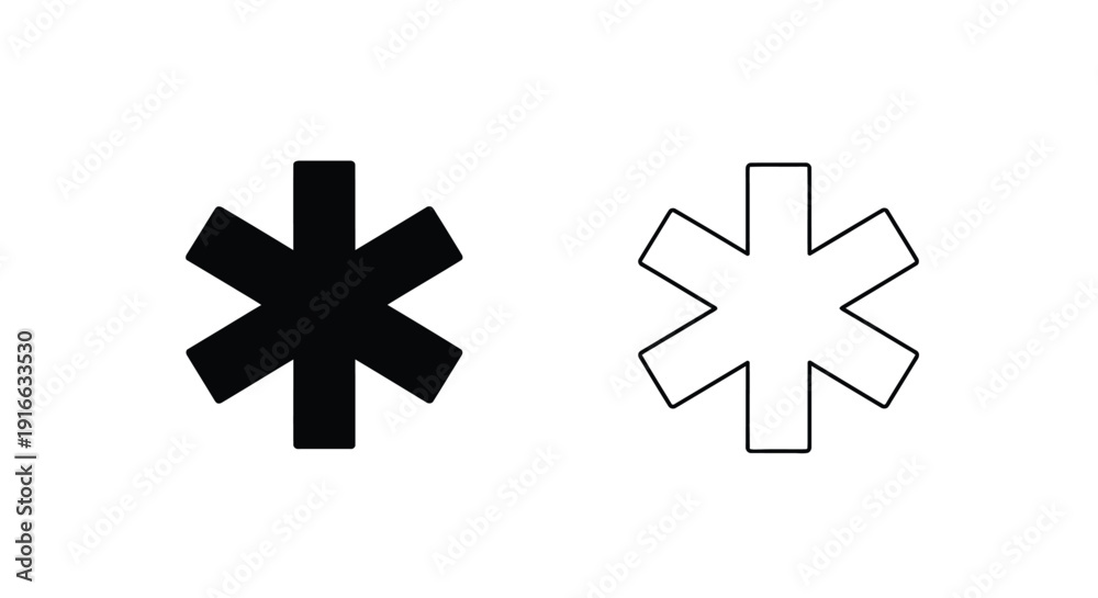 Obraz premium Star of life symbols solid and outline contrasting design silhouette