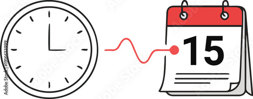 Time Management and Deadline Concept Illustration with Clock and Calendar