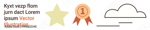 Achievement, recognition, weather, text template, ranking, goal setting. an award ribbon, star and cloud icon with placeholder text. Achievement and recognition design concept