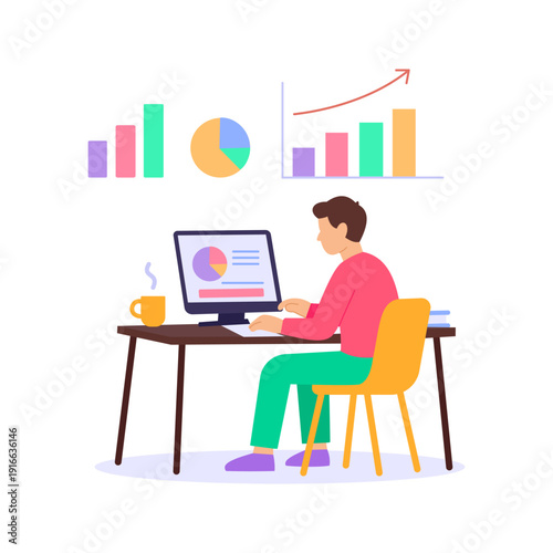 Cost Estimation, forecasting project expenses and budgeting, Flat vector character illustration