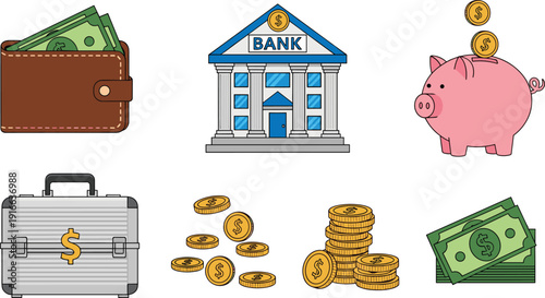 Bank Savings Money Wallet Piggy Bank coins