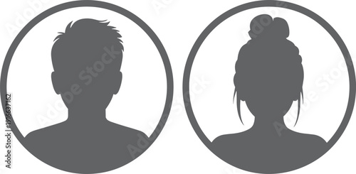 Profile avatar silhouette illustration, male female character artwork, identity concept vector, user account icon design, minimal cartoon drawing, diversity artwork