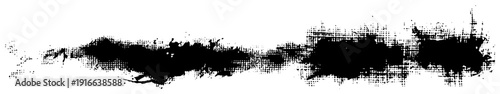 Long horizontal grunge brush stroke with halftone dot pattern and ink texture