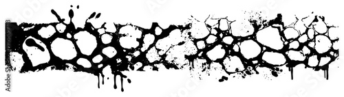 Heavy grunge bubble border with black ink drips and messy splattered textures