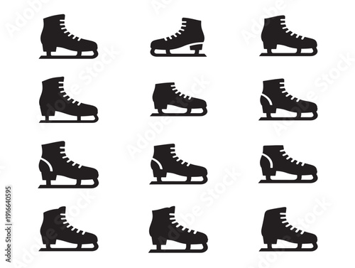 Dynamic ice skates silhouette with energetic winter sports vibe