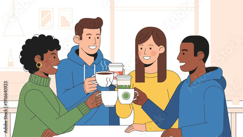 Friends enjoying a coffee break together