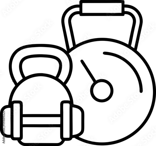 Dumbbell and kettle bell fitness  icon set  illustration  vector on white background 