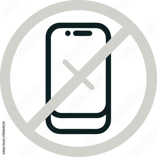 Digital detox phone off relaxation symbol outline vector on white background 