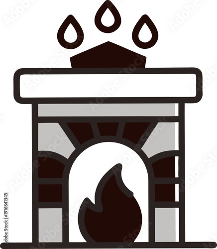 fireplace with christmas socks silhouette icon  vector  white background 