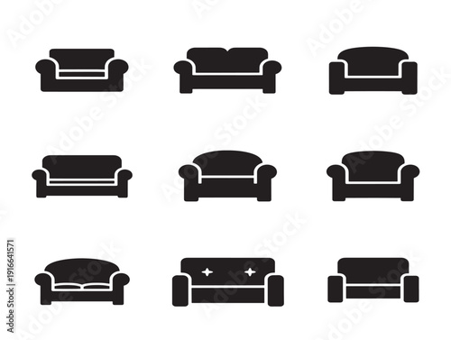 Modern sofa couch silhouette with elegant living room appeal