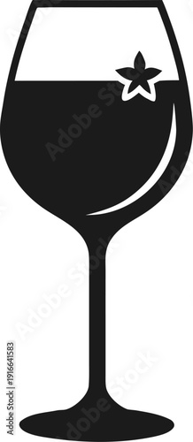 Holiday wine glass icon silhouette  vector on white background 