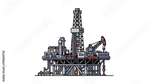 An illustration of an offshore oil rig.