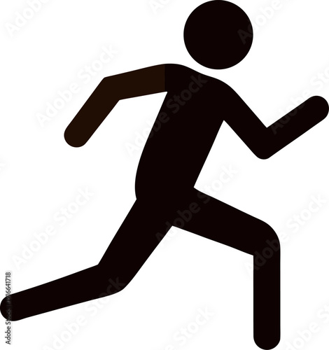 Running person flat vector illustration silhouette  on white background 