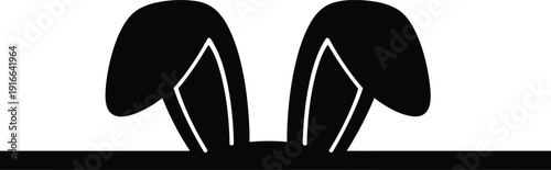 Easter day silhouette of bunny ears isolated on transparent background