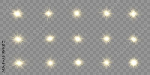 Abstract geometric sun shapes set with dynamic rays and modern gradient lighting. vector
