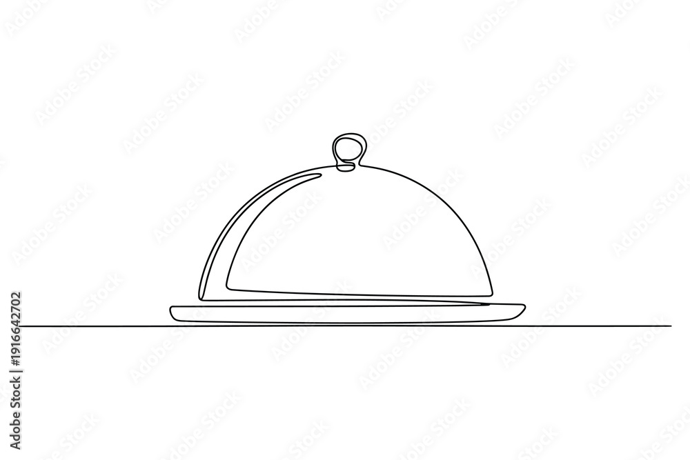 Obraz premium Food Cloche Serving Dish Continuous Line Art Minimalist Style