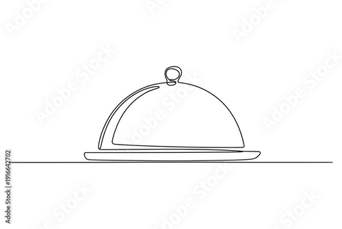 Food Cloche Serving Dish Continuous Line Art Minimalist Style