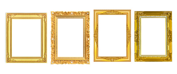 Set of Decorative vintage frames and borders set,Gold photo frame with corner Thailand line floral for picture, Vector design decoration pattern style. border design is pattern Thai art style Png