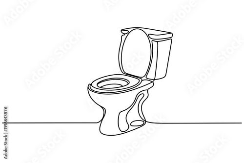 Toilet Bowl Single Line Drawing Minimalist Bathroom Fixture Stock Illustration