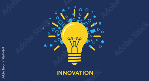 Bright Yellow Light Bulb Symbolizing Innovation and New Ideas.