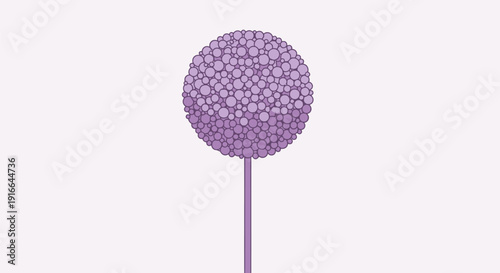A single purple allium flower head on a stem.