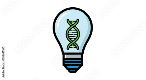 DNA Helix Inside Light Bulb Symbolizing Scientific Innovation.
