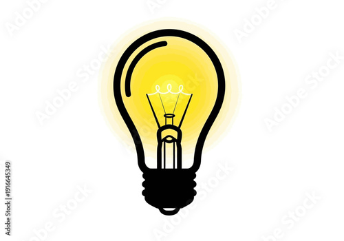 Bright Incandescent Light Bulb Glowing with Warm Yellow Light.