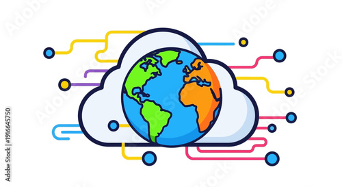 Global Cloud Computing Network Connection Concept.