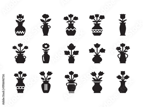 Artistic vase flower silhouette with graceful decorative appeal