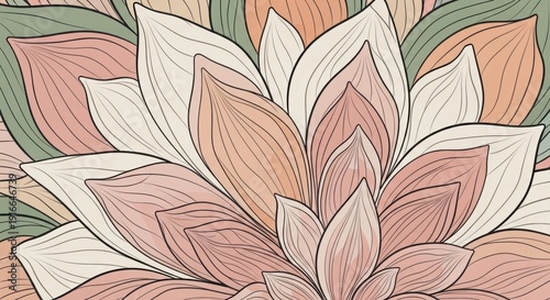 Colorful floral pattern with pink, white, and green leaves